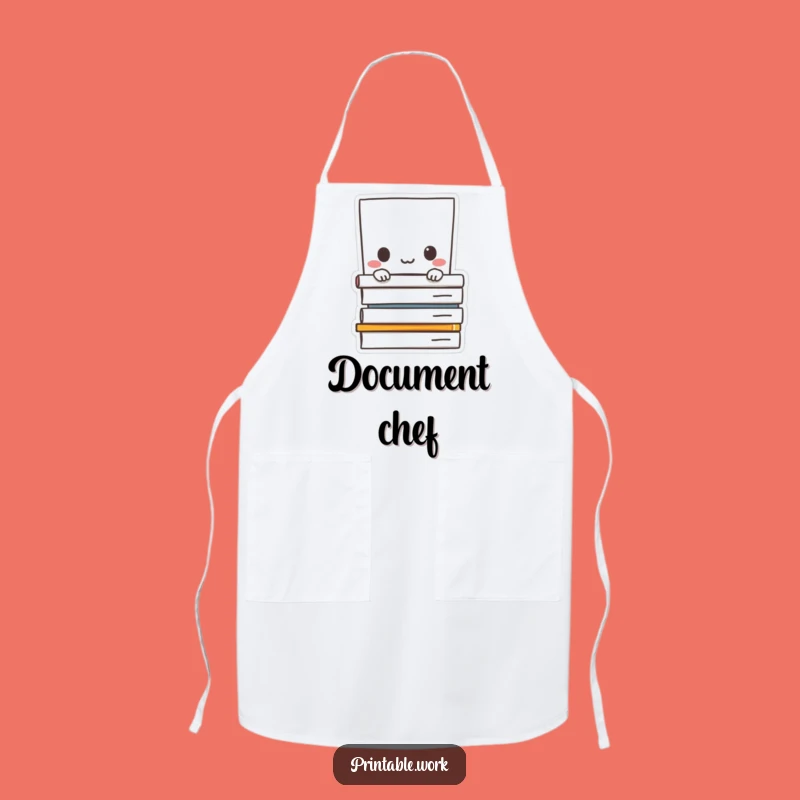 Funny Paper Apron: Peeking character, a humorous accessory for the observant cook.
