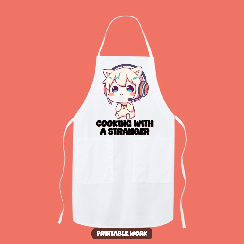 Funny Confused Headset Character Apron - Cook Up Some Identity Crisis