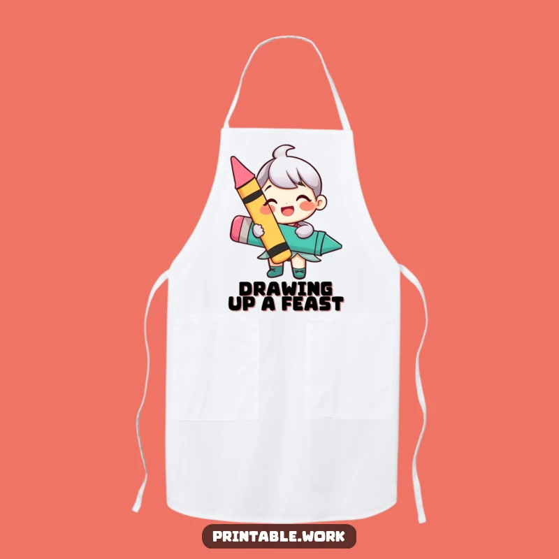 Funny Happy Crayon Character Apron: Cook and Create with Artistic Flair