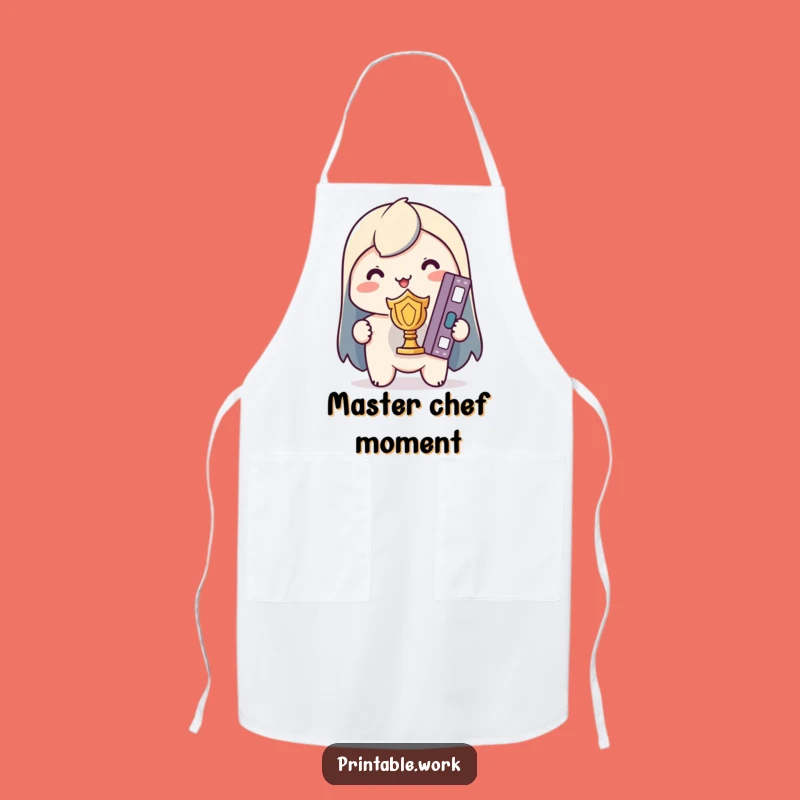 Funny Kawaii Chef's Organizer Apron: Binder Trophy Chef, Kitchen Humor Gift