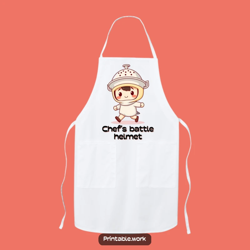 Funny Kawaii Colander Helmet Apron - Marching Chef Character Kitchen Gift