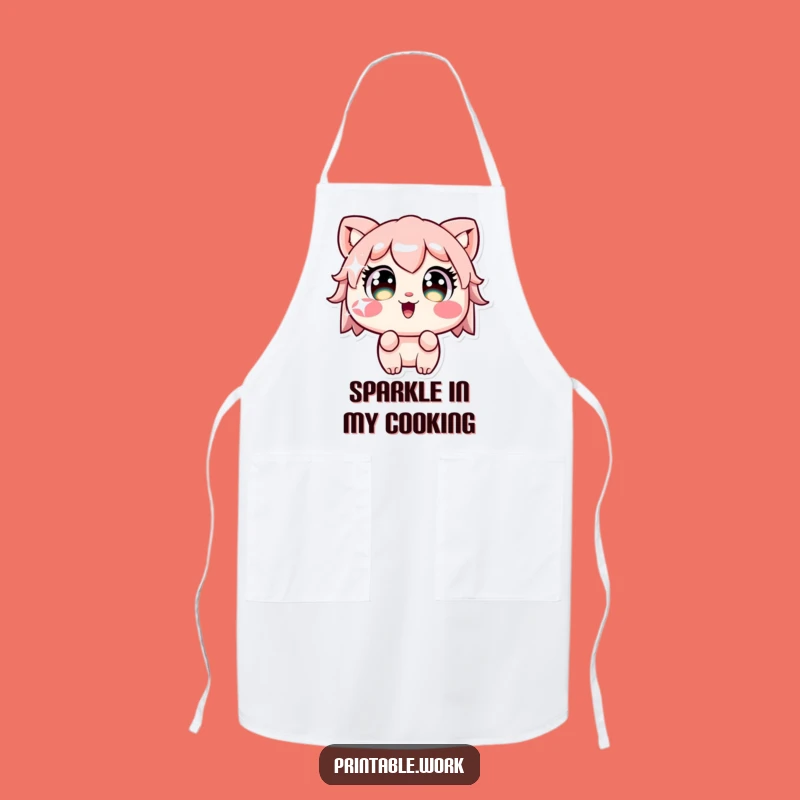 Funny Kawaii Sticker Stare Apron - Cook Up Some Sparkle!