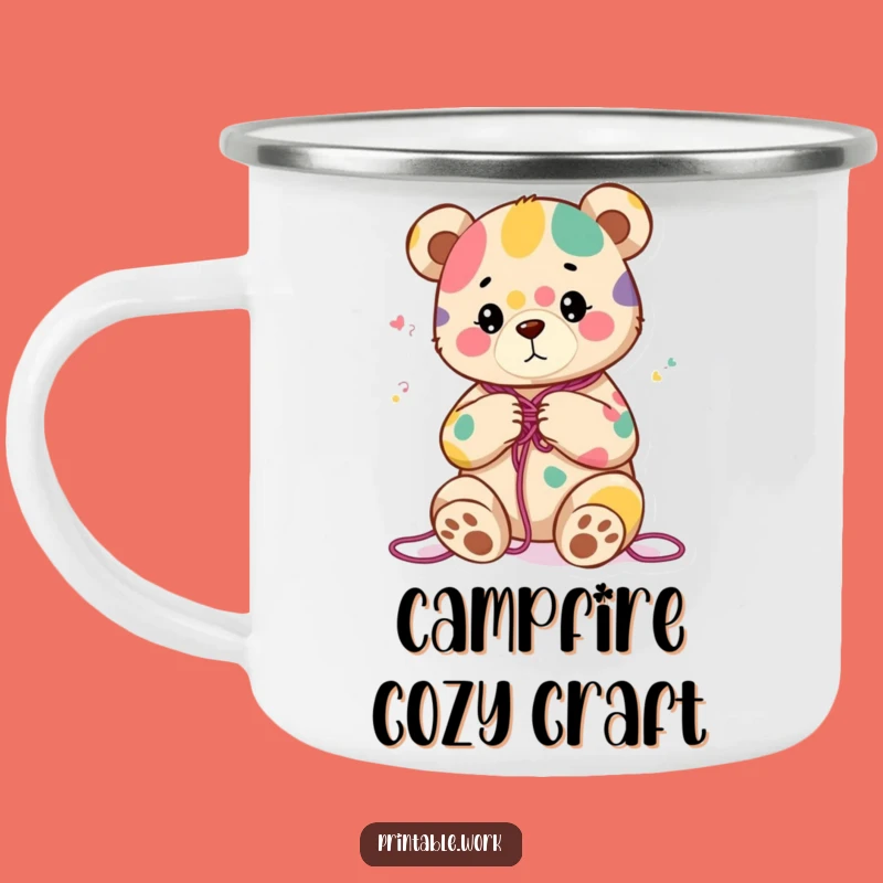 Funny Bear Knitting Camping Mug - Content Character's Cozy Outdoor Gift