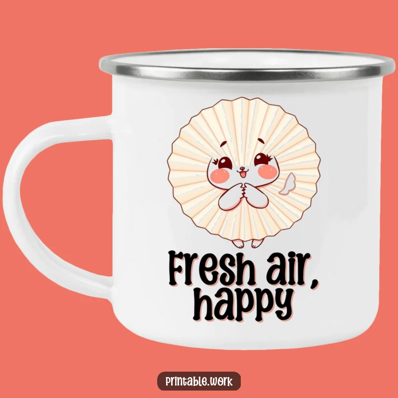 Funny Paper Fan Camping Mug: Playful Flutter for Outdoor Cheer
