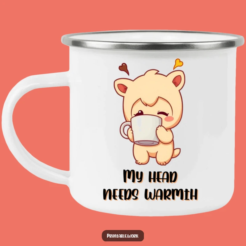 Funny Coffee Mug Stuck Head Character Camping Mug - Outdoor Laughs