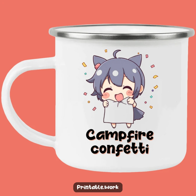 Funny Confetti Tear Camping Mug - Outdoor Celebrations with Joy