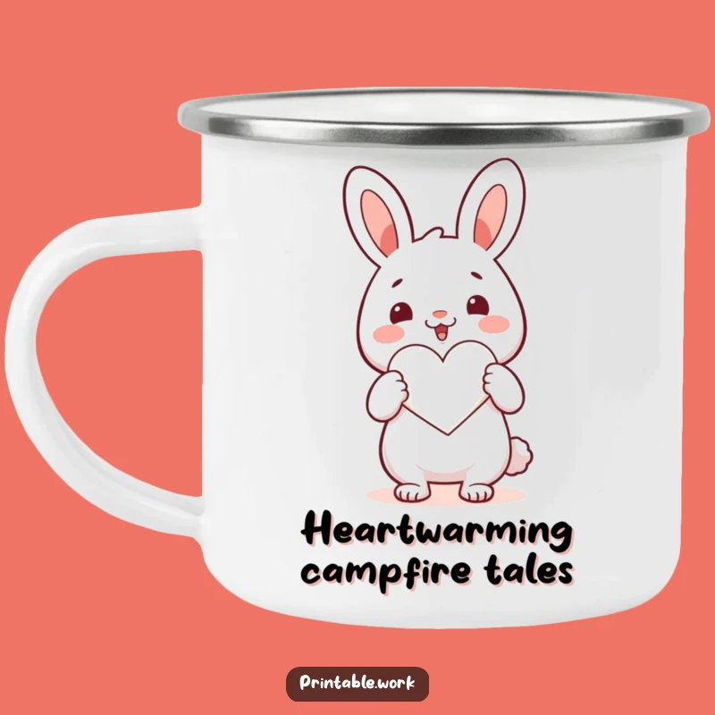 Funny Kawaii Rabbit Heart Camping Mug: Share Love on Every Adventure