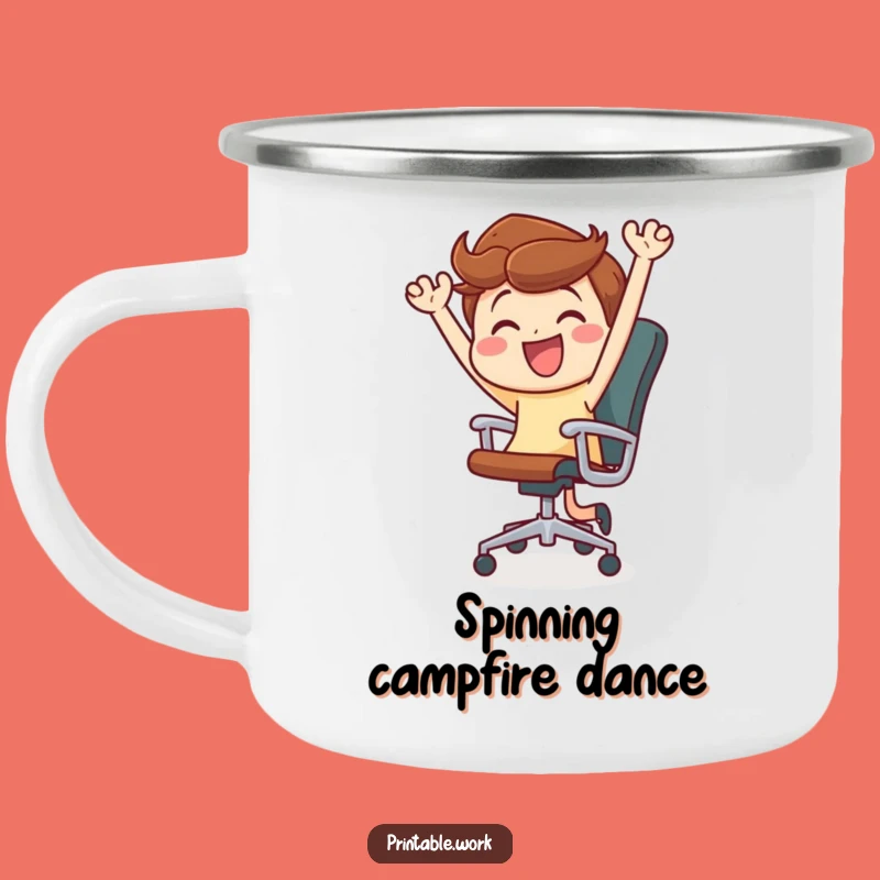 Funny Office Chair Dance Camping Mug: Enjoy Your Brew with a Side of Fun