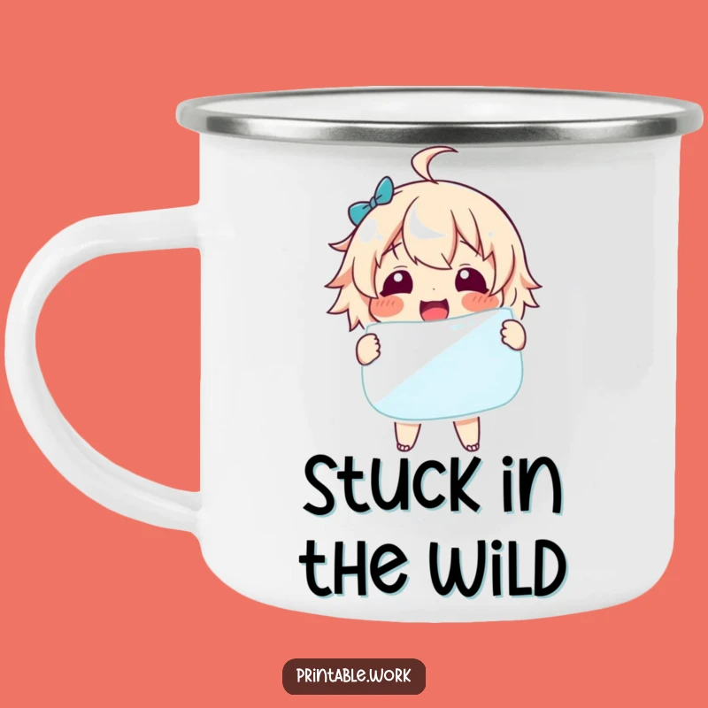 Funny Sticker Adventure Mug: Delightful Character for Outdoor Fun