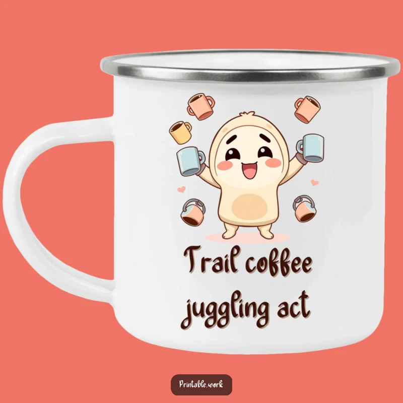 Funny Kawaii Juggling Camping Mug - Outdoor Enthusiast Character Gift