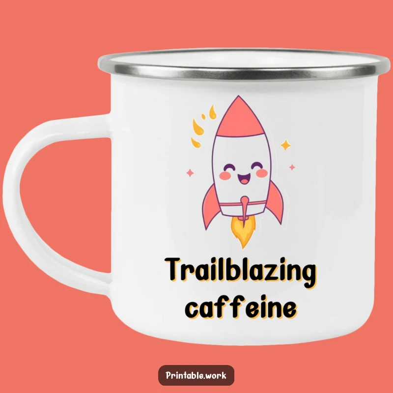 Funny Rocket Camping Mug: Blast Off Brew, Humorous Outdoor Gift