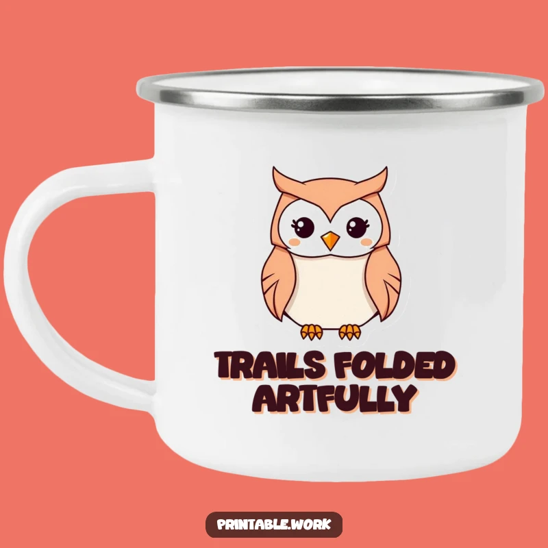 Focused Funny Kawaii Owl Origami Camping Mug: Funny Gift for Outdoorsy Crafters
