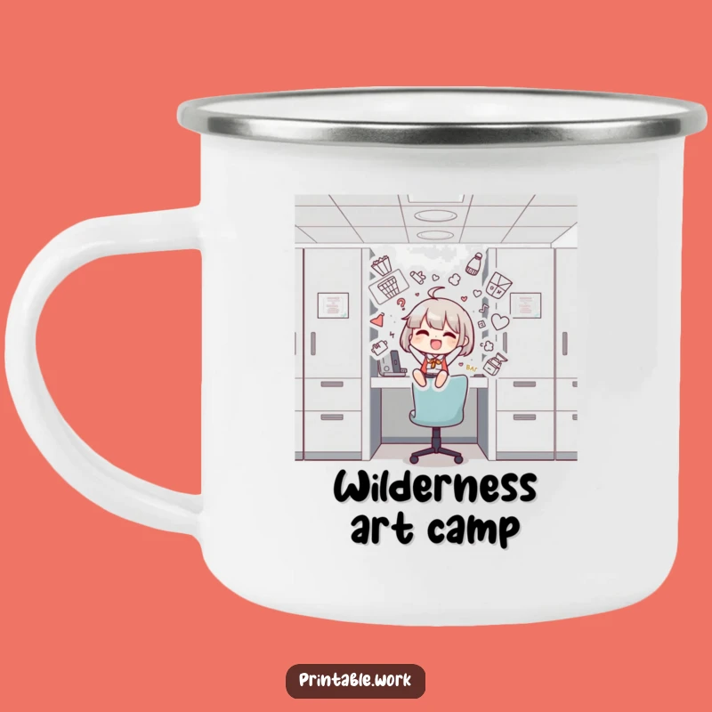 Funny Cubicle Decorator Camping Mug - Fuel Your Art with Office Cheer