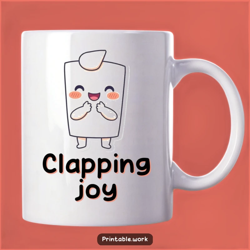 Funny Paper Mug: Happy clapping character, a hilarious gift for celebrating small wins.