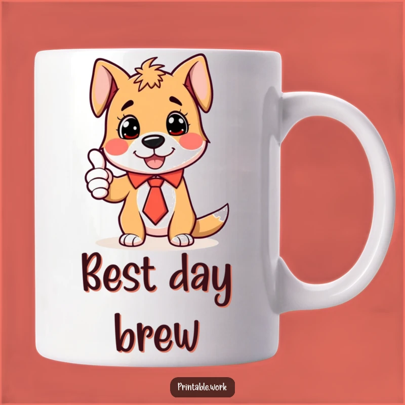 Funny Dog Tie Thumbs-Up Mug - Enthusiastic Humor, The Best Funny Gift for Dog Lovers