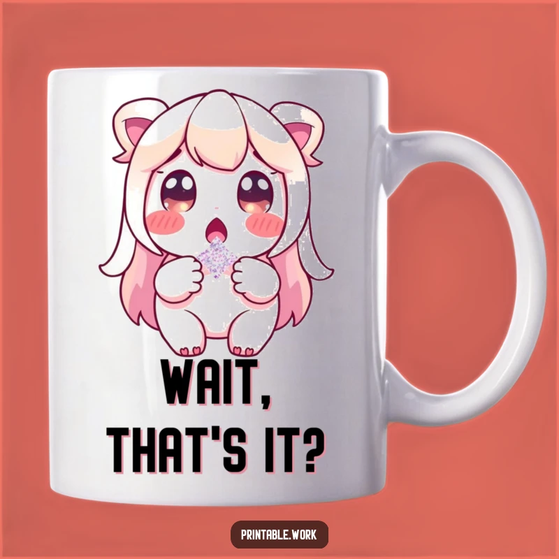 Funny Glitter Surprise Mug - Surprised Character's Tiny Sparkle Discovery Gift