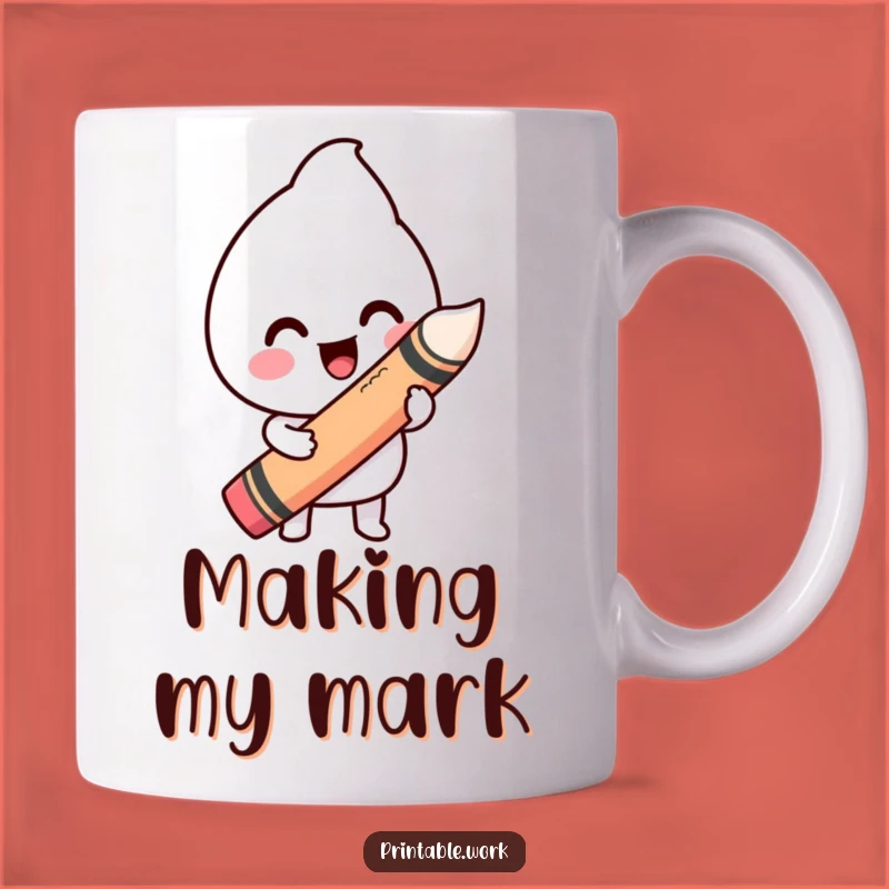 Funny Happy Kawaii Wiggly Line Crayon Mug - Creative Gift for All Ages