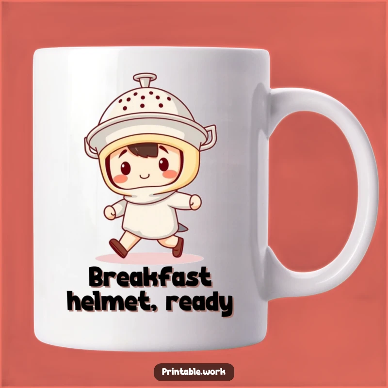 Funny Kawaii Colander Helmet Mug - Marching Character Gift for Quirky Souls