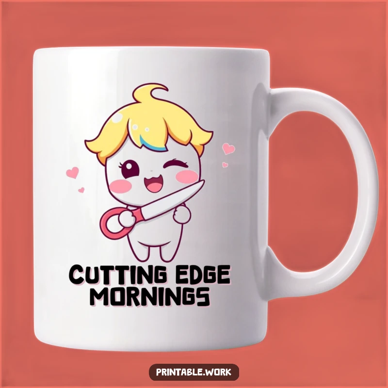 Funny Kawaii Scissors Wink Mug - Perfect Funny Gift for Trim Friends!