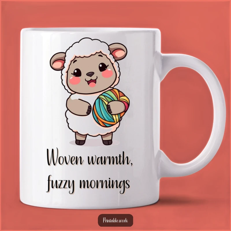 Funny Kawaii Sheep Yarn Mug: Cozy and Funny Gift for Knitters and Crafters