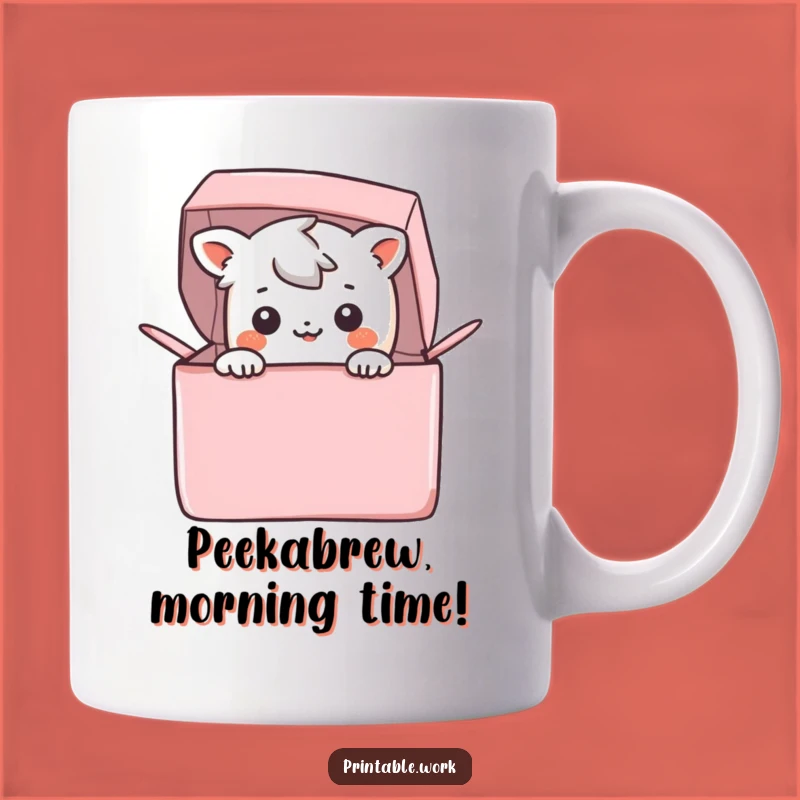Funny Kawaii Surprise Mug: Happy Character Peeking, Perfect Joyful Gift!