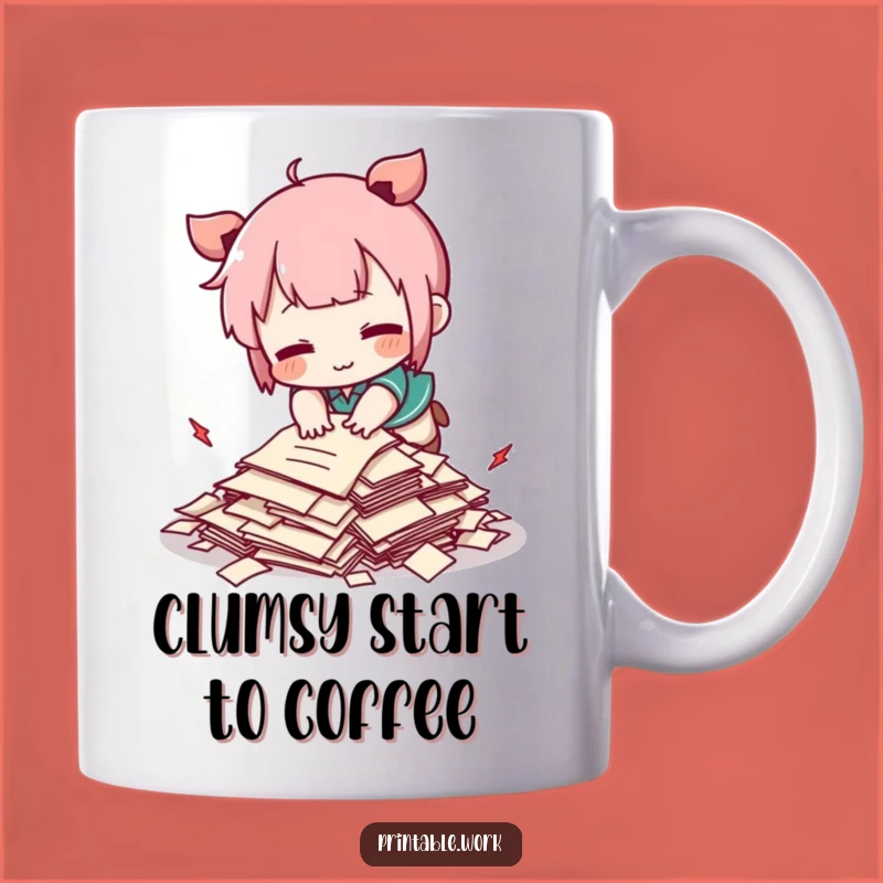 Funny Kawaii Tripping Papers Mug - Hilarious Oopsie Gift for Clumsy Friends