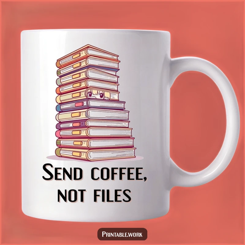 Funny Office Peeking Files Mug - Hilarious Work Life Gift for Colleagues