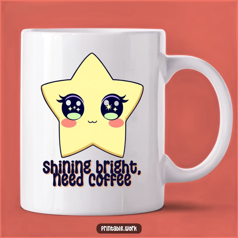 Funny Sparkle Star Mug: Brighten Your Day with this Cheerful Character Mug Gift