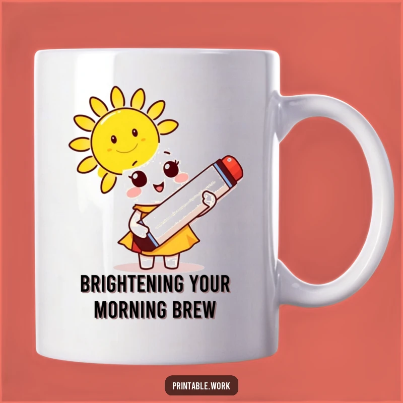 Funny Sunny Creator Mug: Cute Marker Character, Bright & Humorous Gift Idea