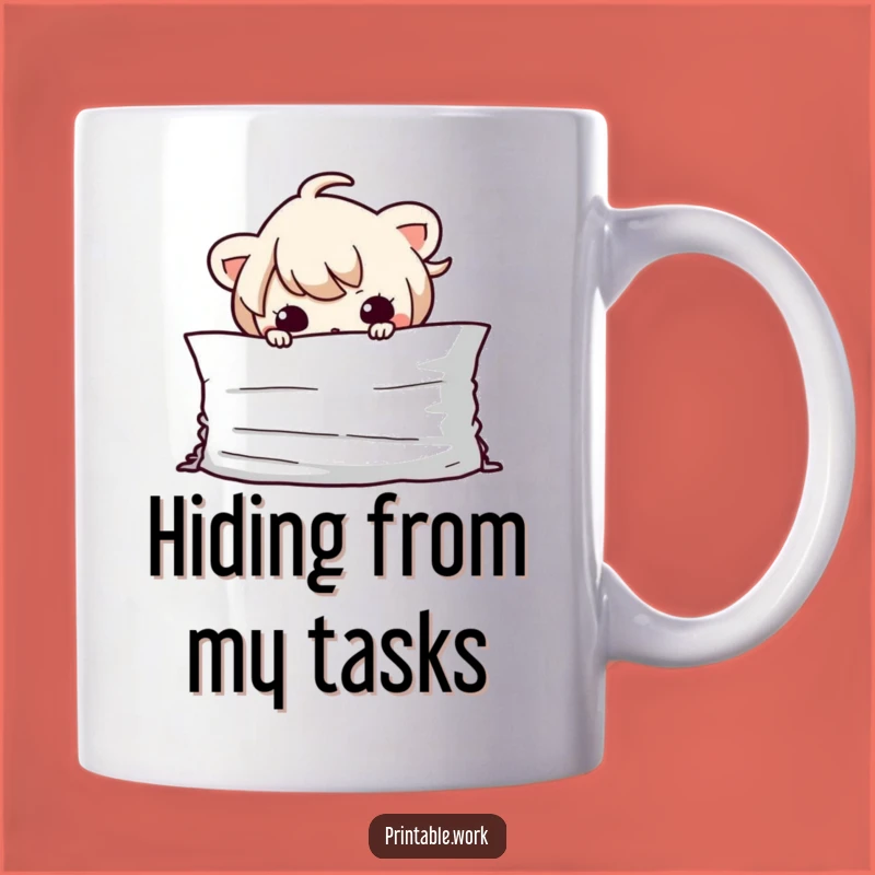Funny Kawaii Paper Hider Mug - Perfect Funny Gift for Office Shenanigans!