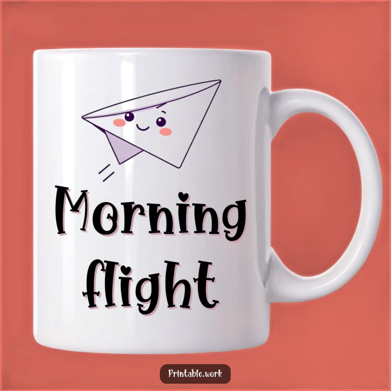 Funny Paper Airplane Mug: Smiling Flyer, Whimsical Journey, Perfect Funny Gift