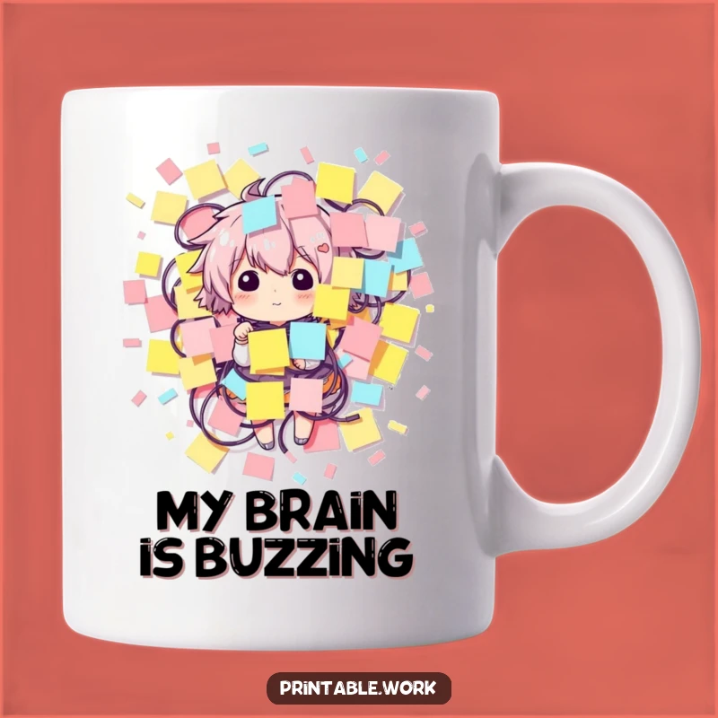 Funny Sticky Note Overload Character Mug - Hilarious Productivity Gift