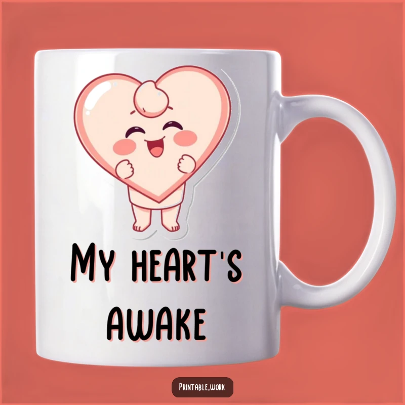 Funny Stamping Heart Mug - Giggling Character Love - Joyful Gift