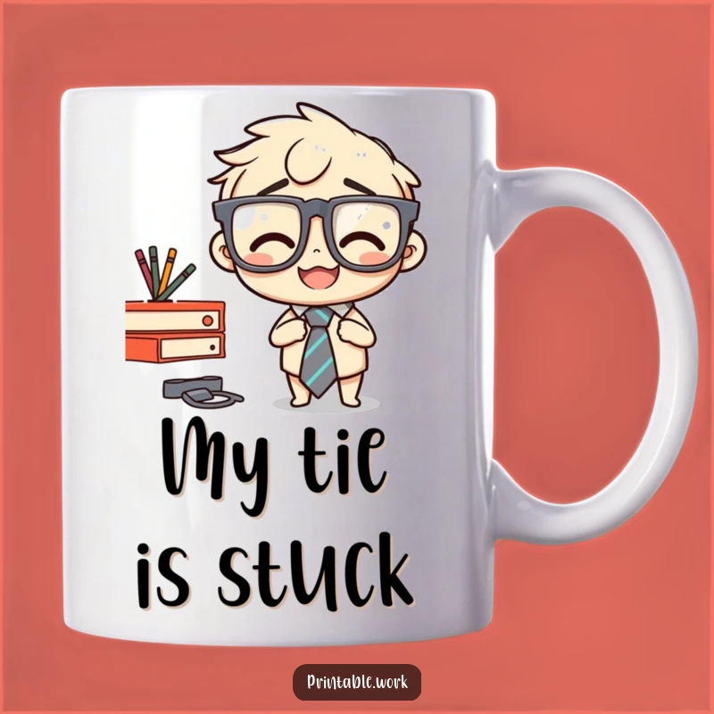 Funny Stapler Tie Mishap Mug: A Hilarious Office Gift for a Clumsy Friend