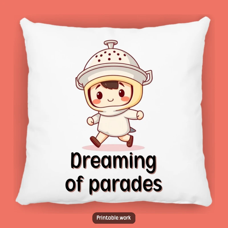 Cozy Funny Kawaii Colander Helmet Pillow - Marching Character Comfort Gift