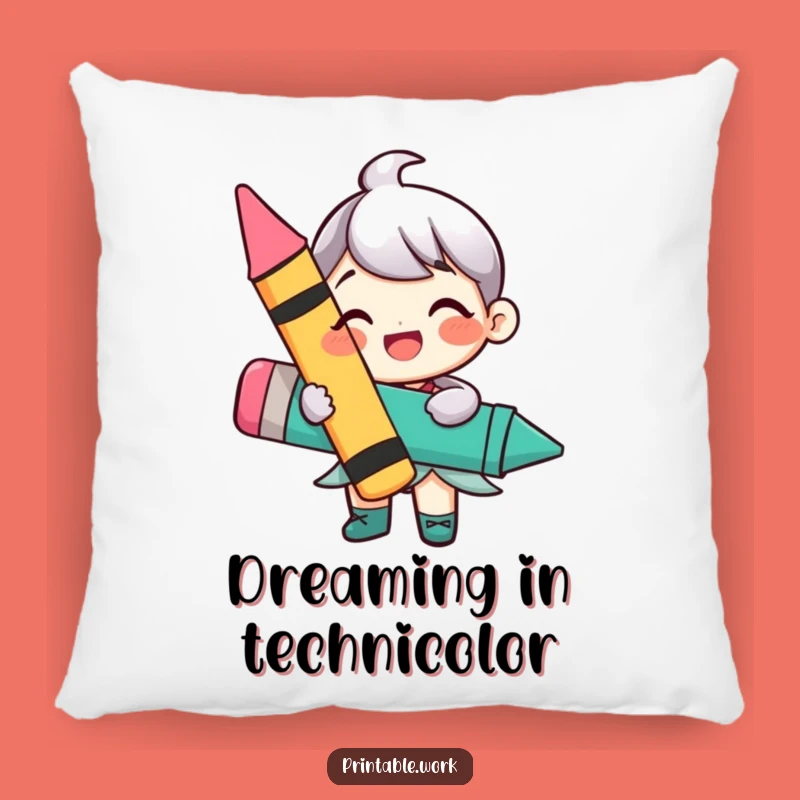 Funny Happy Crayon Character Pillow: Comfort and Color for Your Cozy Space