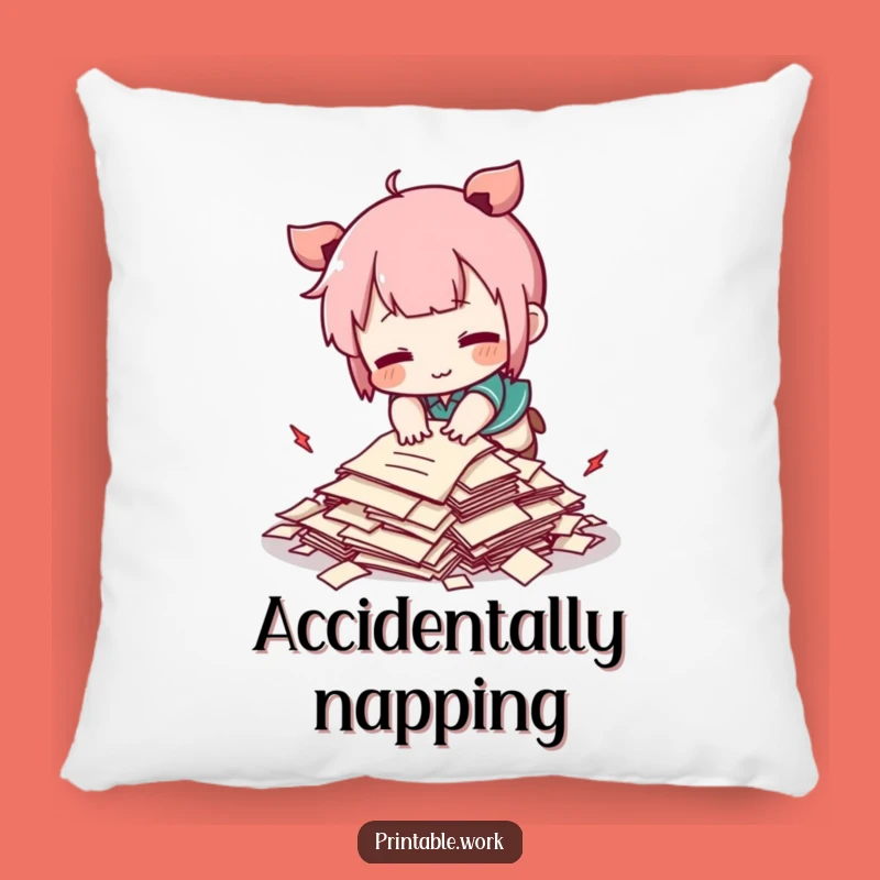 Funny Kawaii Tripping Papers Pillow - Cozy Humorous Accent for Cute Spaces