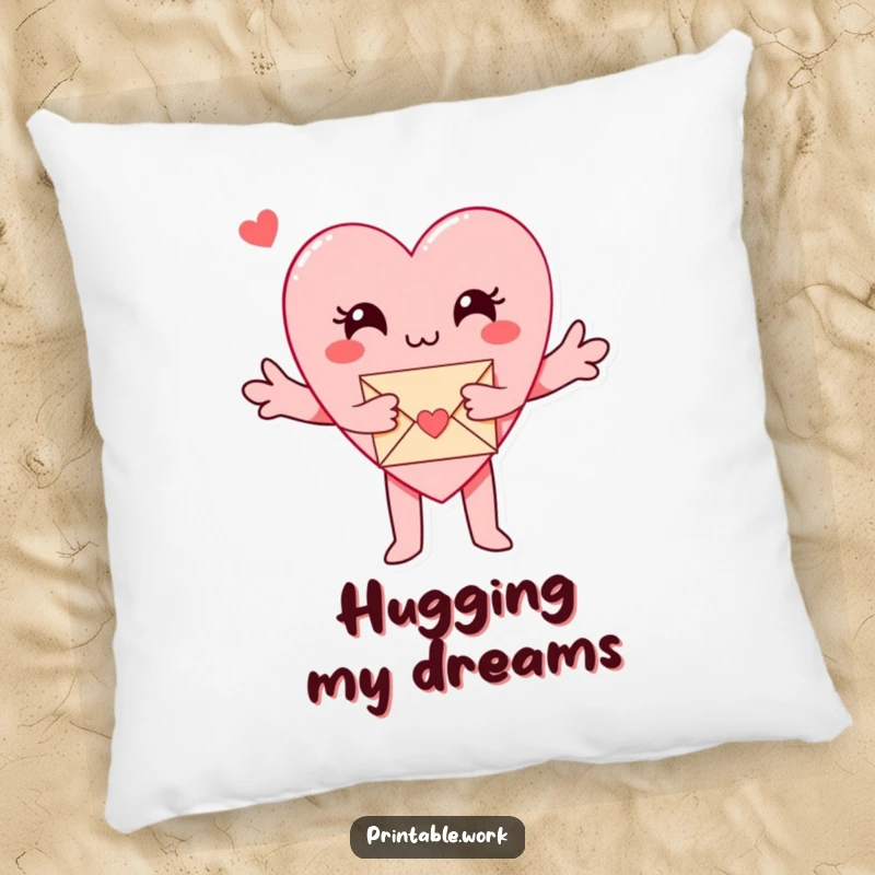 Funny Paper Heart Pillow: A paper heart character hugs a tiny envelope, offering soft, comfortable, and funny decor.