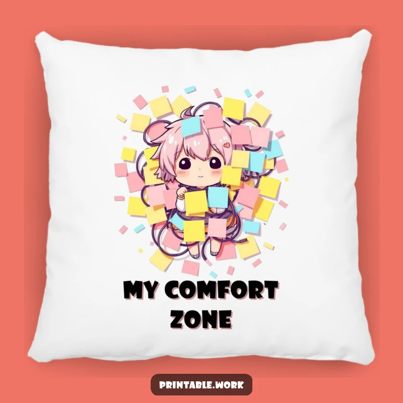 Funny Sticky Note Character Pillow - Cozy Up with Creative Chaos