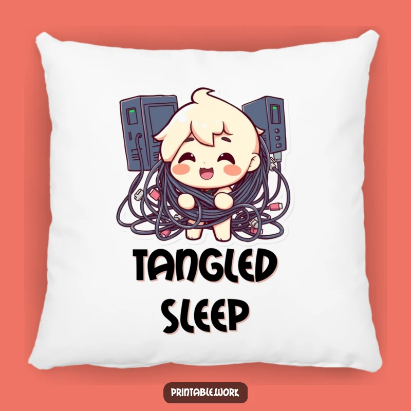 Funny Cable Chaos Pillow: Add Comfort and Humor to Your Tech Den