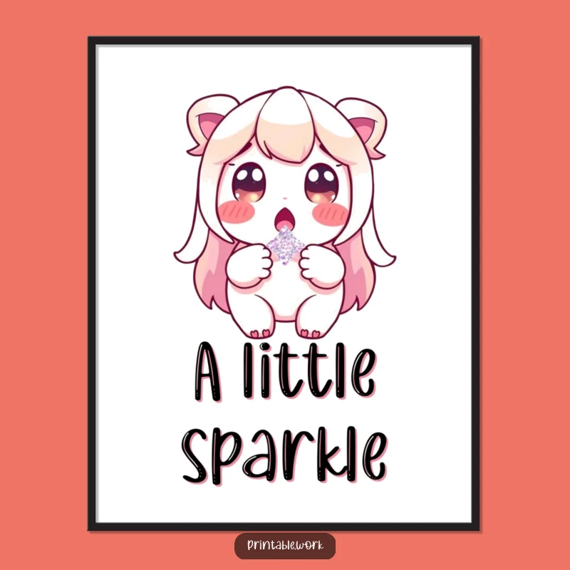 Funny Glitter Surprise Digital Art - Surprised Character Sparkle Print Gift