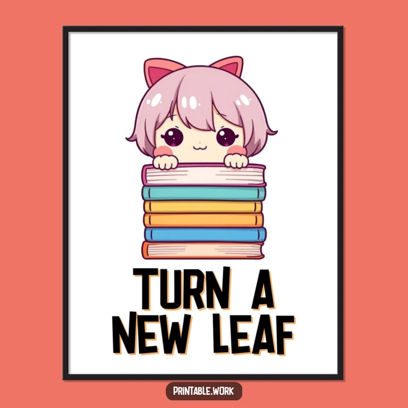 Funny Bookish Character Art Print - Adorable Peek Design, Instant Humorous Gift for Walls