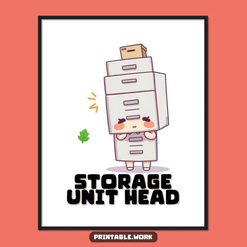 Funny Filing Cabinet Hat Digital Art: Absurd Office Download, Hilarious Decor