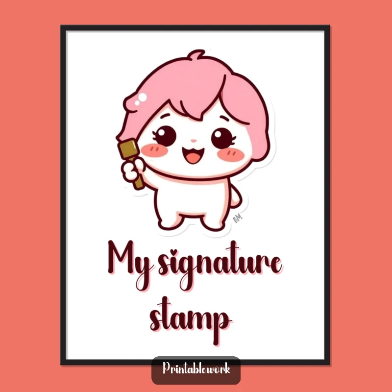Funny Kawaii Stamper Digital Art Print: Cheerful Icon Stamp Art Funny Gift