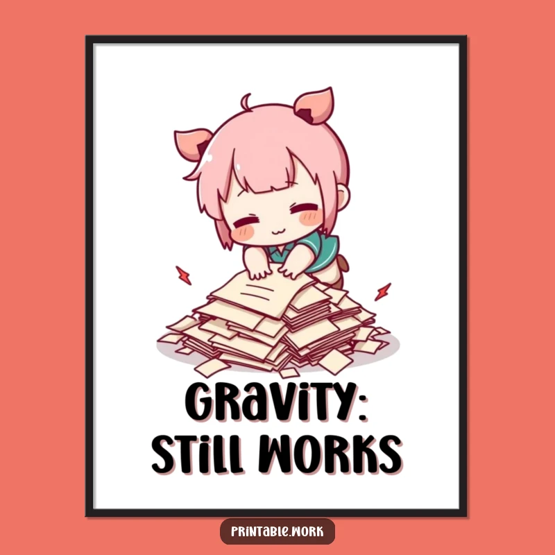 Funny Kawaii Tripping Papers Digital Art Print - Instant Cute Wall Decor