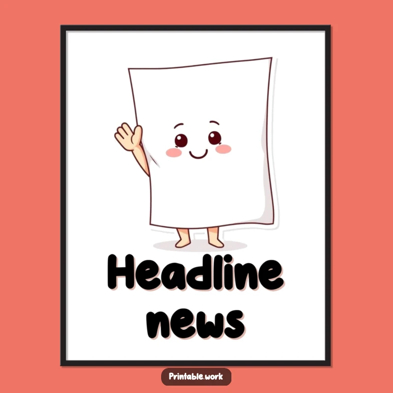 Funny Paper Character Digital Art: Smiling Waving Pal, Instant Humorous Decor, Perfect Funny Gift