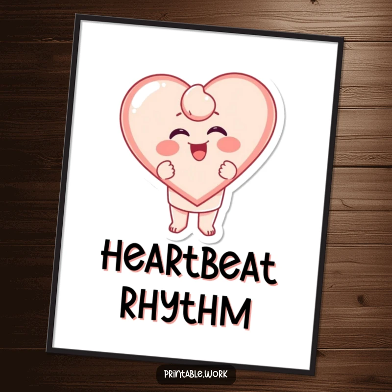 Funny Stamping Heart Digital Art: A character excitedly stamping a large, giggling heart shape, creating a joyful scene.