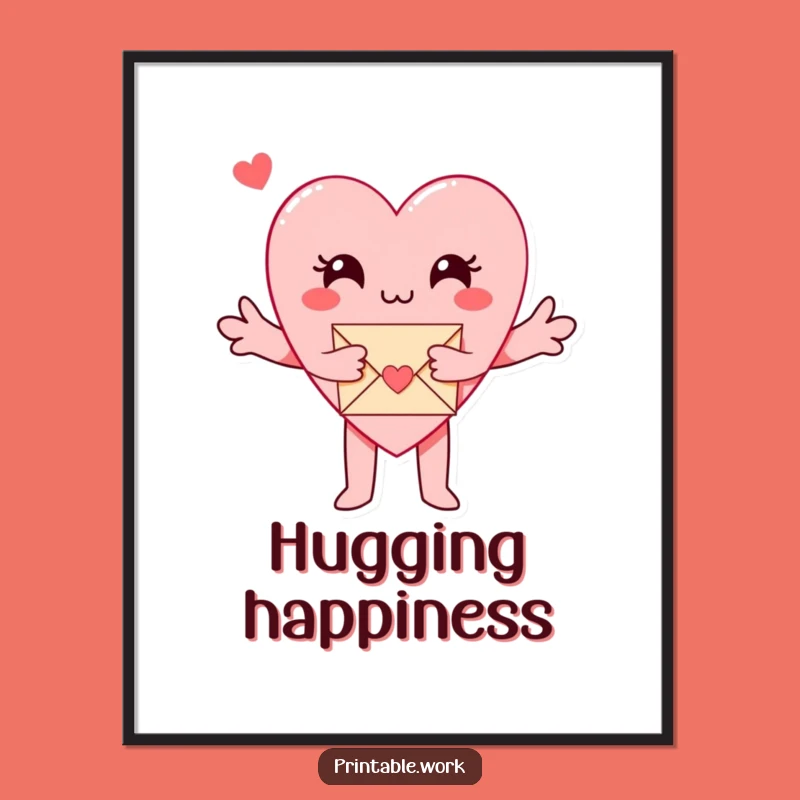 Funny Paper Heart Digital Art: Hugging Love Print for Instant Warmth