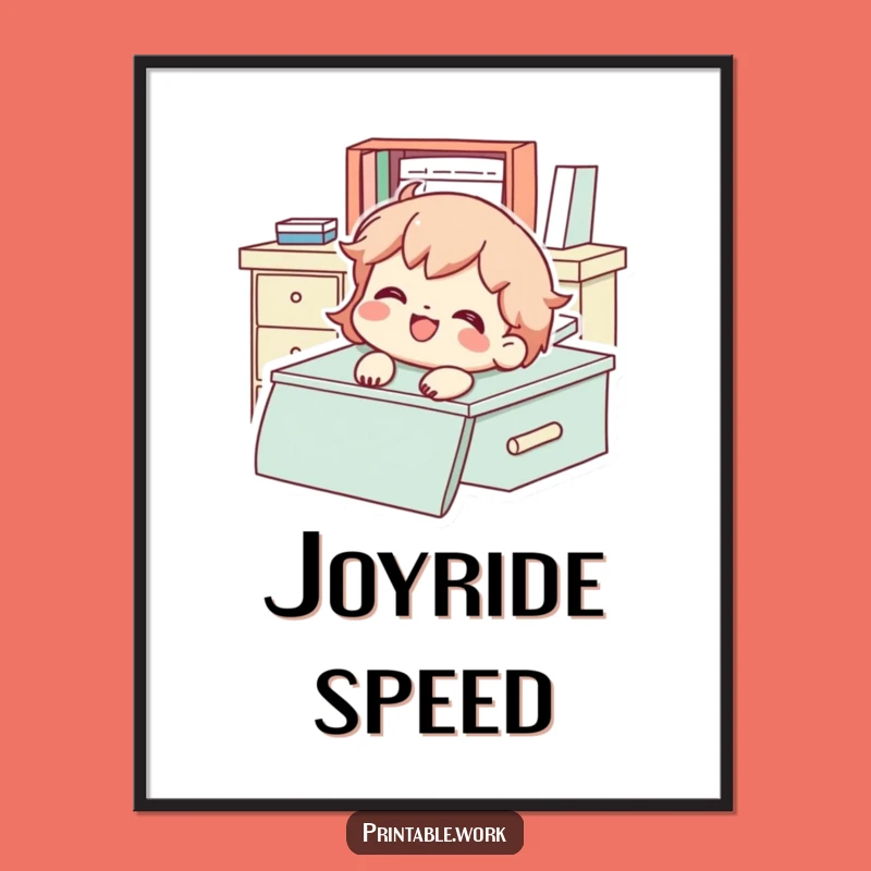 Funny Desk Sliding Character Digital Art - Instant Joyful Decor, The Perfect Funny Gift