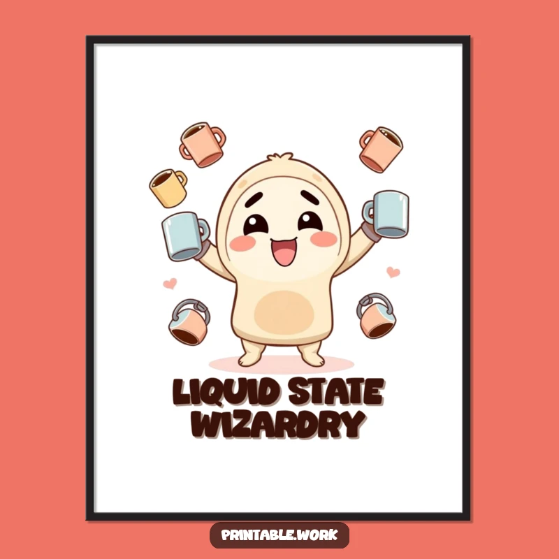 Funny Kawaii Juggling Digital Art - Enthusiastic Character Printable Gift